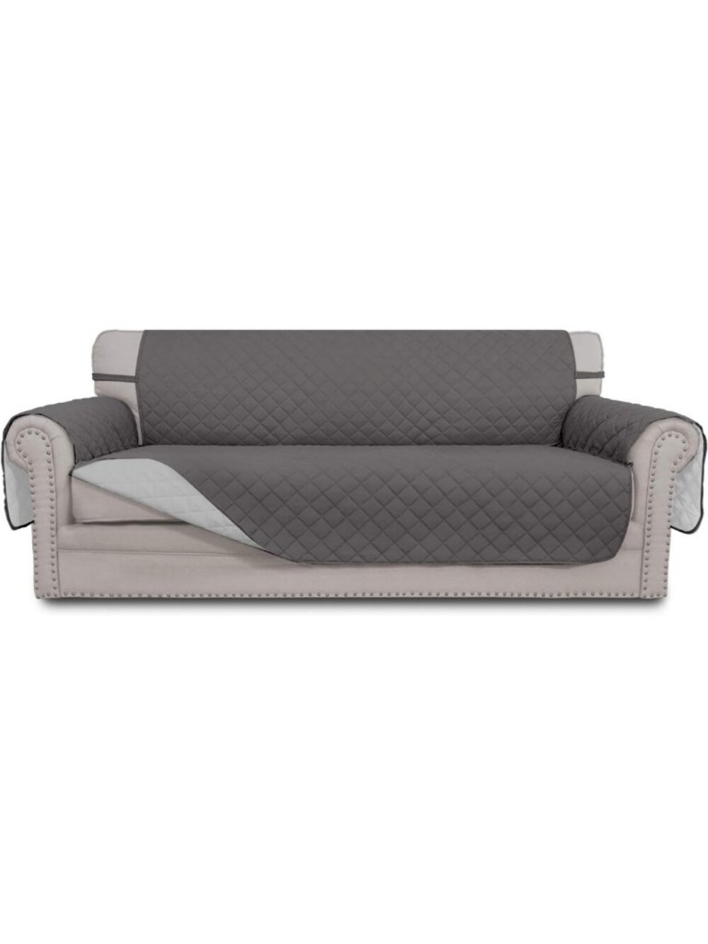 Reversible 3-Cushion Couch Cover - Water-Resistant Pet Protector, Gray/Light